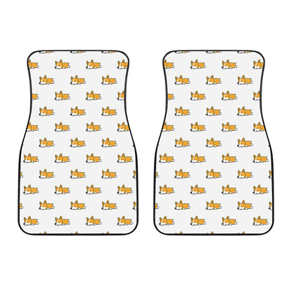 Sleeping Corgi Pattern Print Front Car Floor Mats