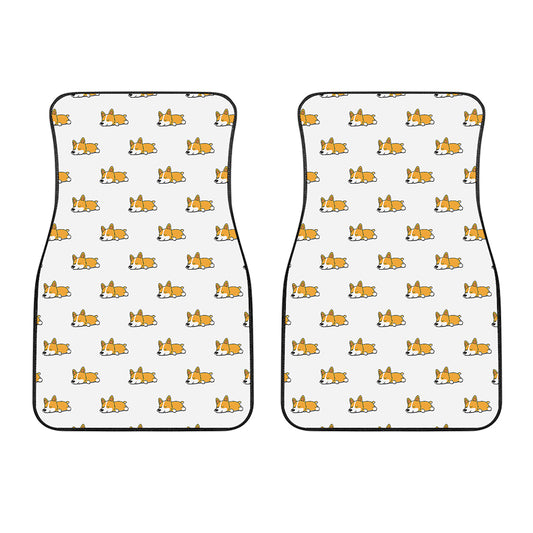 Sleeping Corgi Pattern Print Front Car Floor Mats