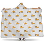 Sleeping Corgi Pattern Print Hooded Blanket