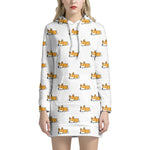 Sleeping Corgi Pattern Print Hoodie Dress