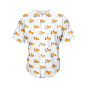 Sleeping Corgi Pattern Print Men's Baseball Jersey