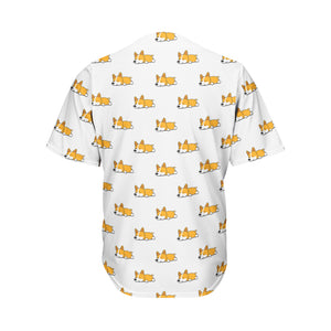 Sleeping Corgi Pattern Print Men's Baseball Jersey