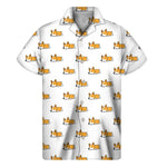 Sleeping Corgi Pattern Print Men's Short Sleeve Shirt