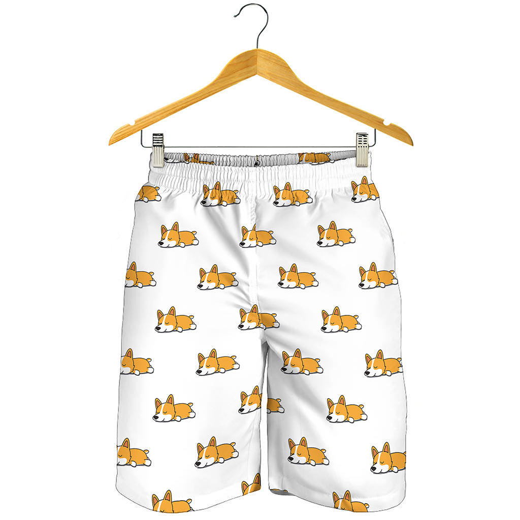 Sleeping Corgi Pattern Print Men's Shorts