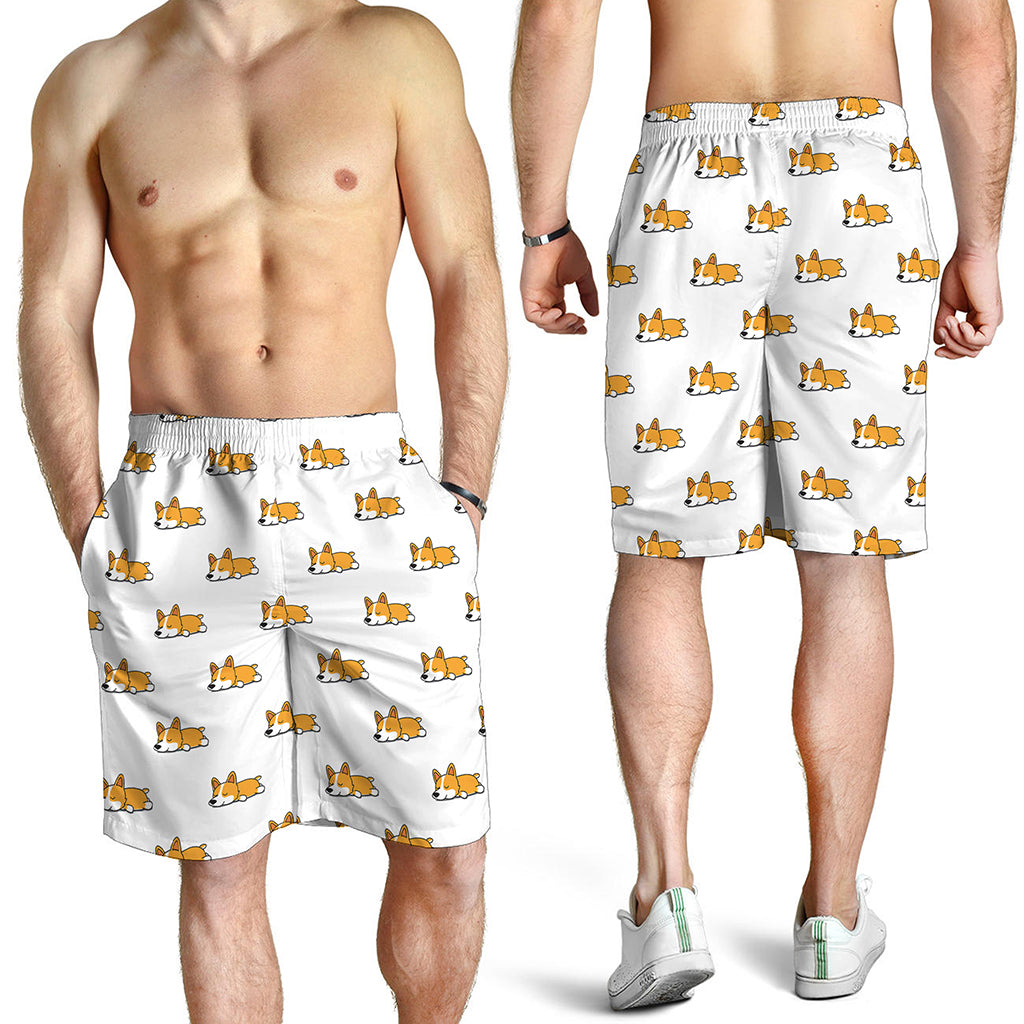 Sleeping Corgi Pattern Print Men's Shorts