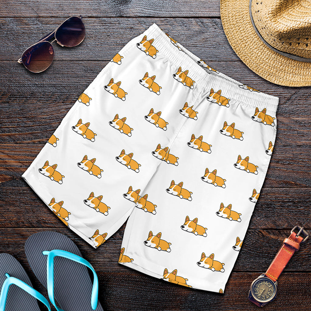 Sleeping Corgi Pattern Print Men's Shorts