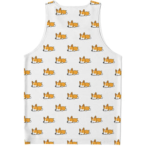 Sleeping Corgi Pattern Print Men's Tank Top