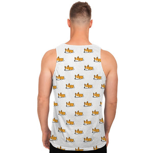 Sleeping Corgi Pattern Print Men's Tank Top