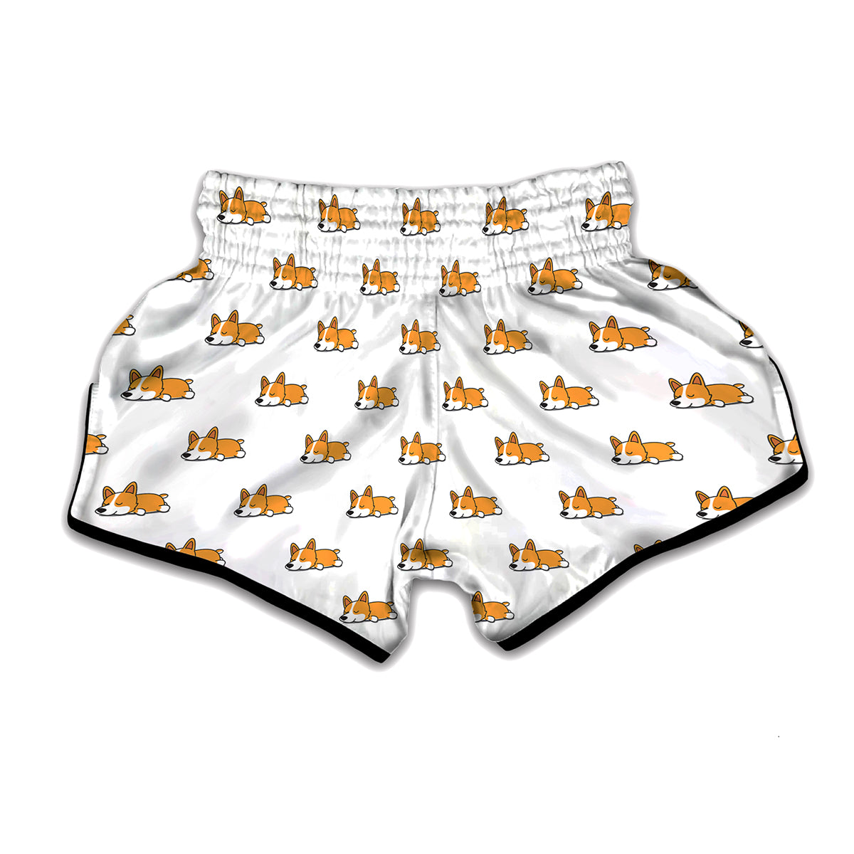 Sleeping Corgi Pattern Print Muay Thai Boxing Shorts