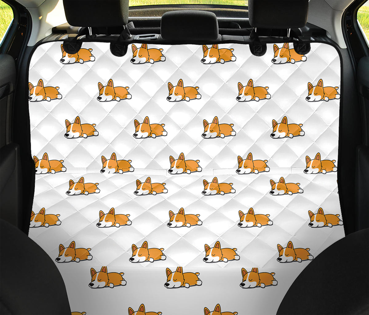 Sleeping Corgi Pattern Print Pet Car Back Seat Cover