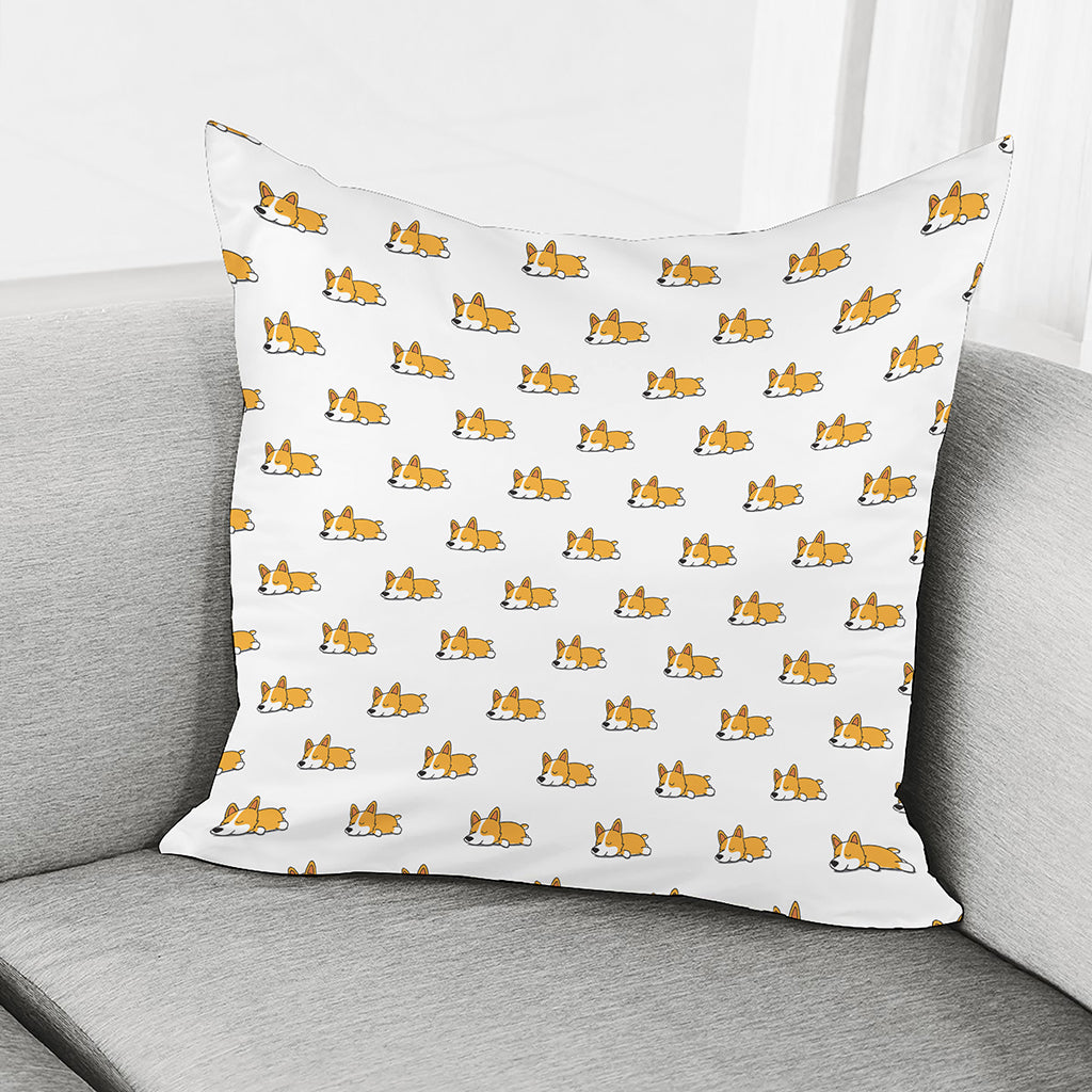 Sleeping Corgi Pattern Print Pillow Cover