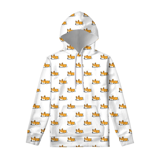Sleeping Corgi Pattern Print Pullover Hoodie