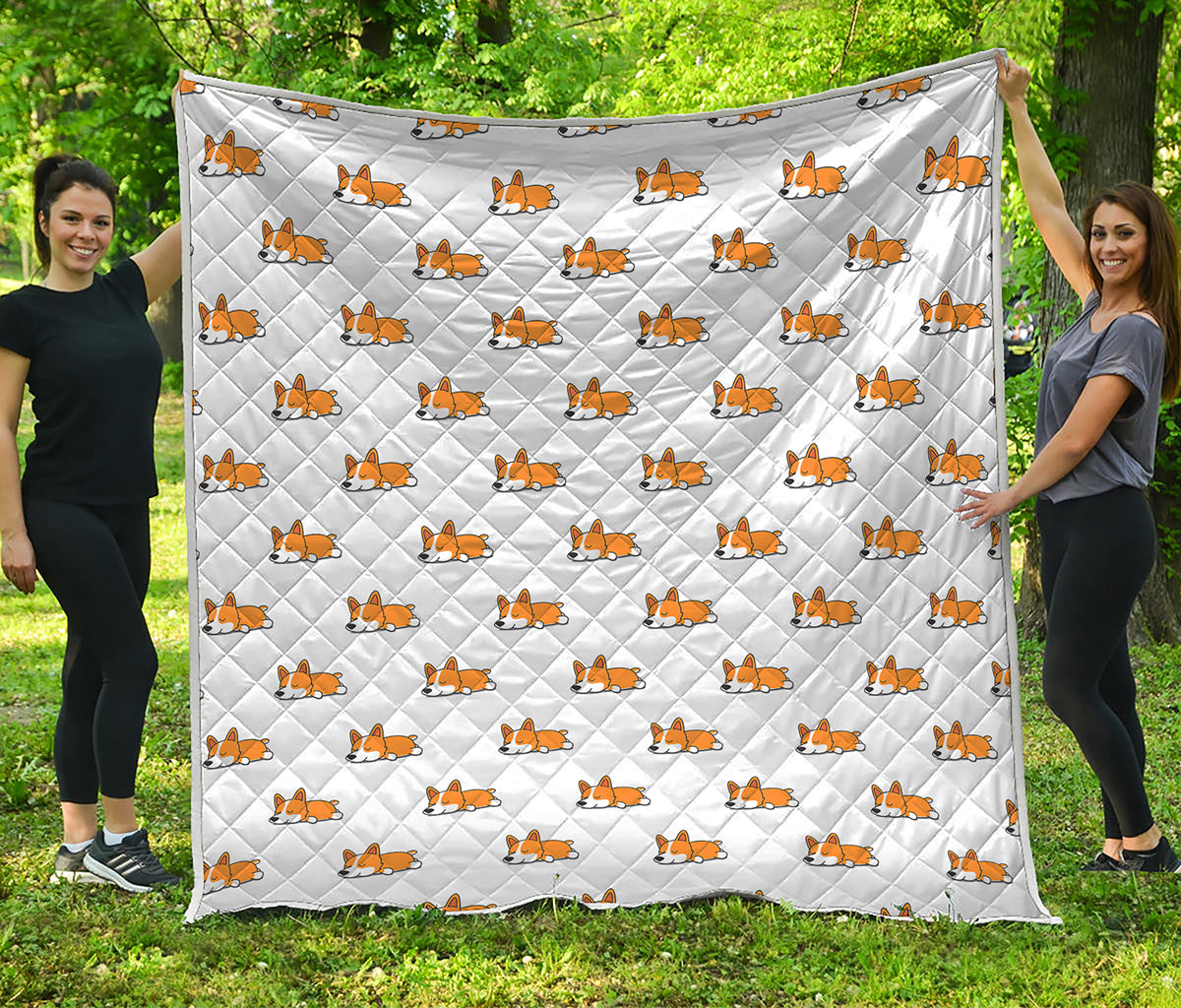 Sleeping Corgi Pattern Print Quilt