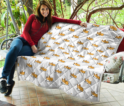 Sleeping Corgi Pattern Print Quilt