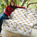 Sleeping Corgi Pattern Print Quilt