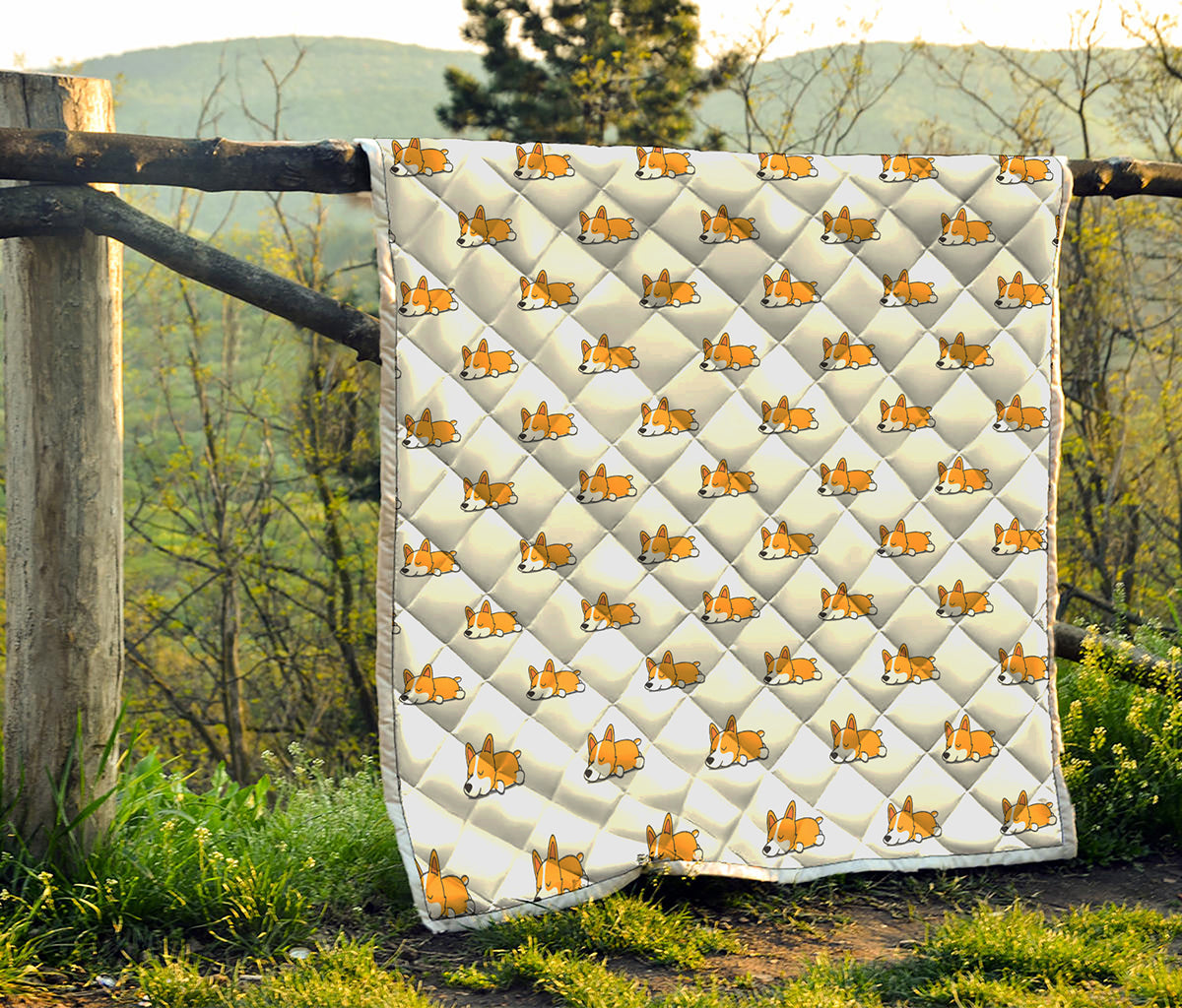 Sleeping Corgi Pattern Print Quilt