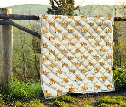 Sleeping Corgi Pattern Print Quilt