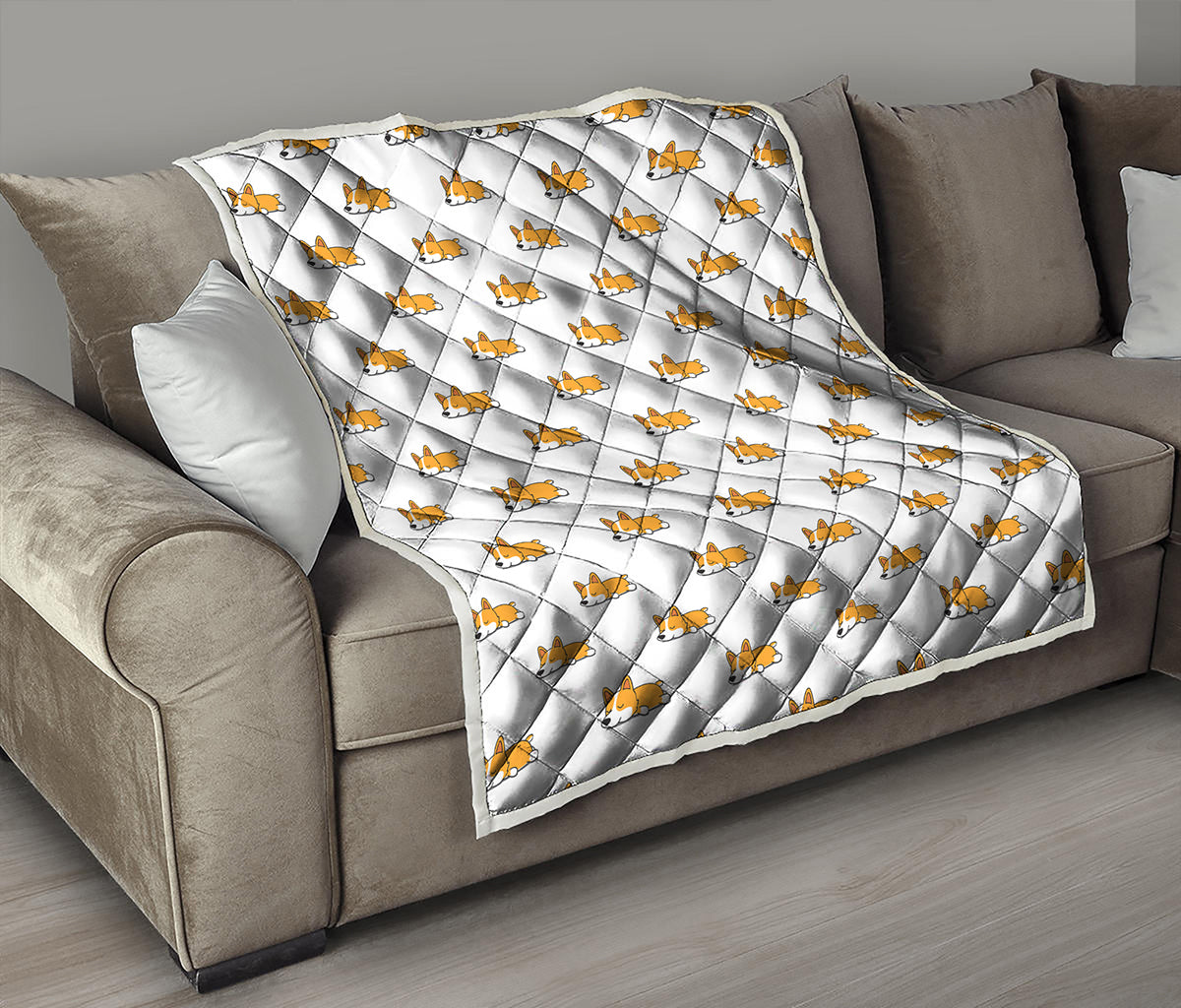 Sleeping Corgi Pattern Print Quilt