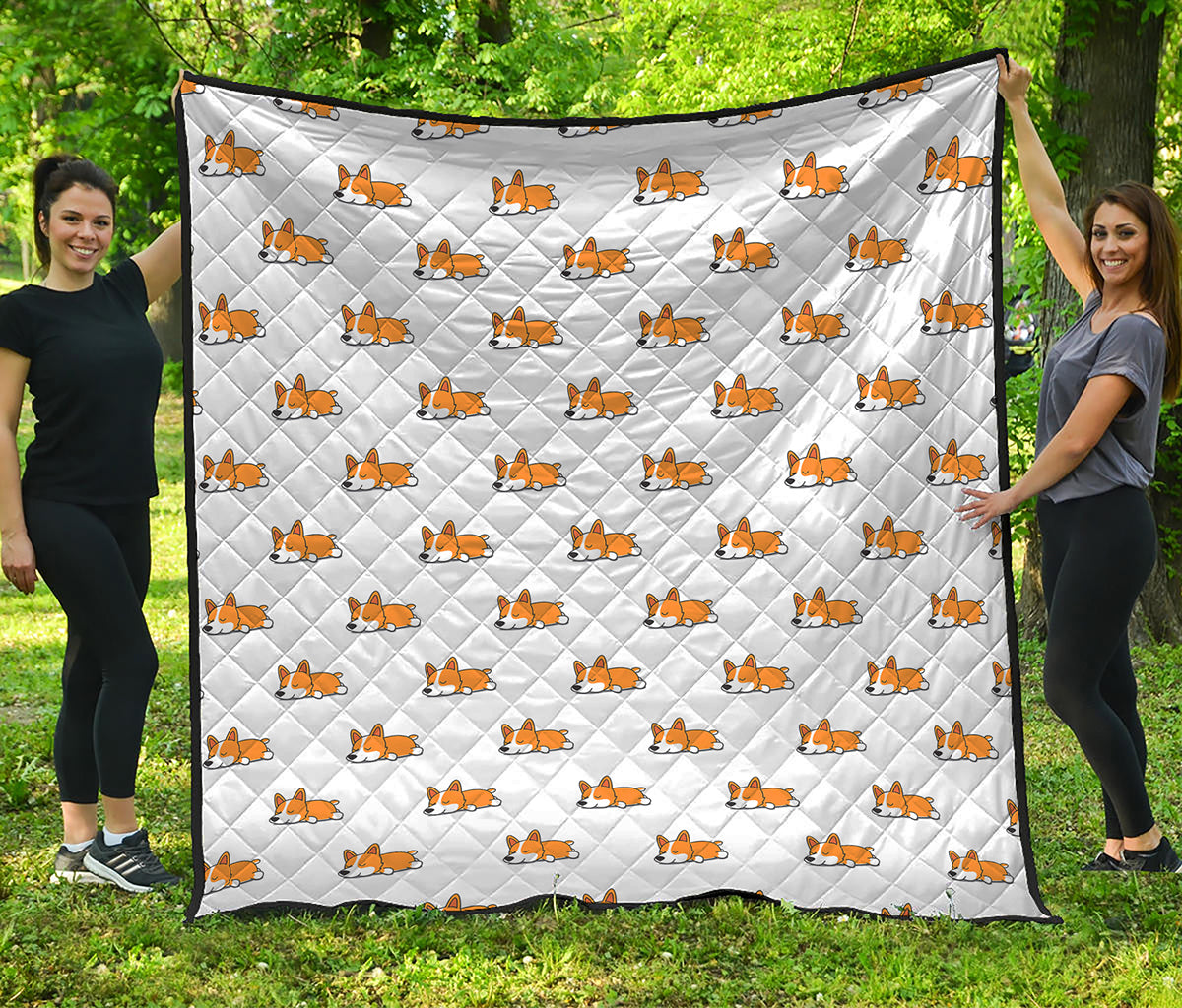 Sleeping Corgi Pattern Print Quilt