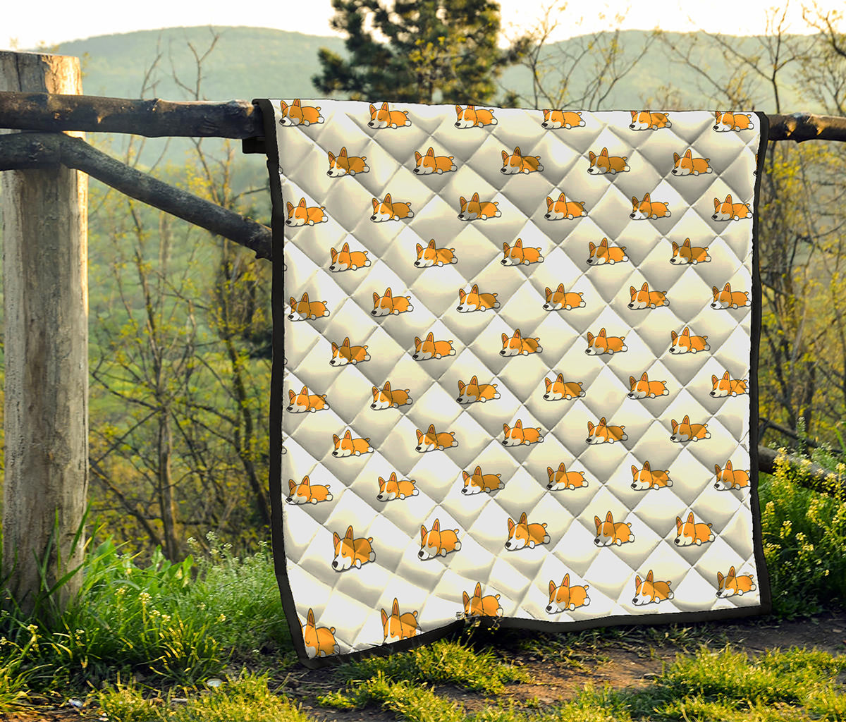 Sleeping Corgi Pattern Print Quilt