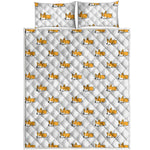 Sleeping Corgi Pattern Print Quilt Bed Set