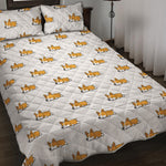 Sleeping Corgi Pattern Print Quilt Bed Set