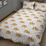 Sleeping Corgi Pattern Print Quilt Bed Set