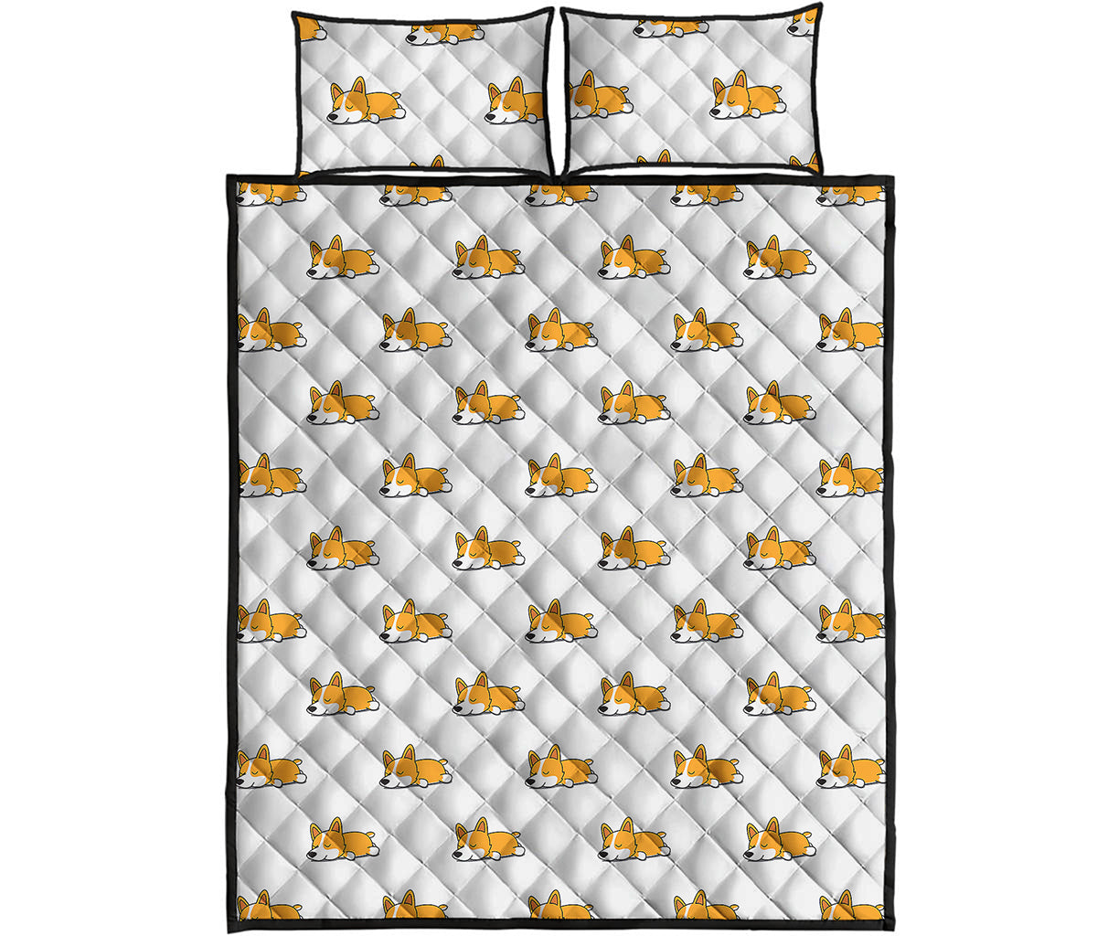 Sleeping Corgi Pattern Print Quilt Bed Set