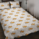 Sleeping Corgi Pattern Print Quilt Bed Set