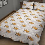 Sleeping Corgi Pattern Print Quilt Bed Set