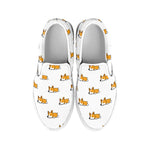 Sleeping Corgi Pattern Print White Slip On Shoes