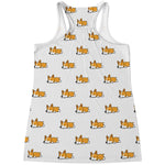 Sleeping Corgi Pattern Print Women's Racerback Tank Top