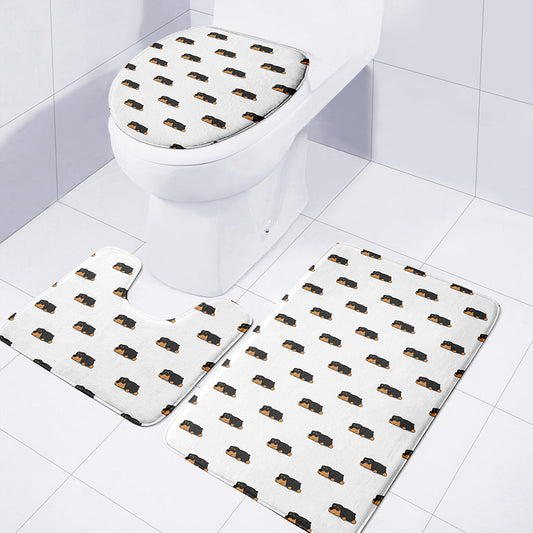 Sleeping Rottweiler Pattern Print 3 Piece Bath Mat Set