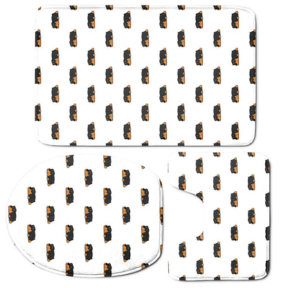 Sleeping Rottweiler Pattern Print 3 Piece Bath Mat Set