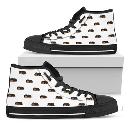 Sleeping Rottweiler Pattern Print Black High Top Shoes