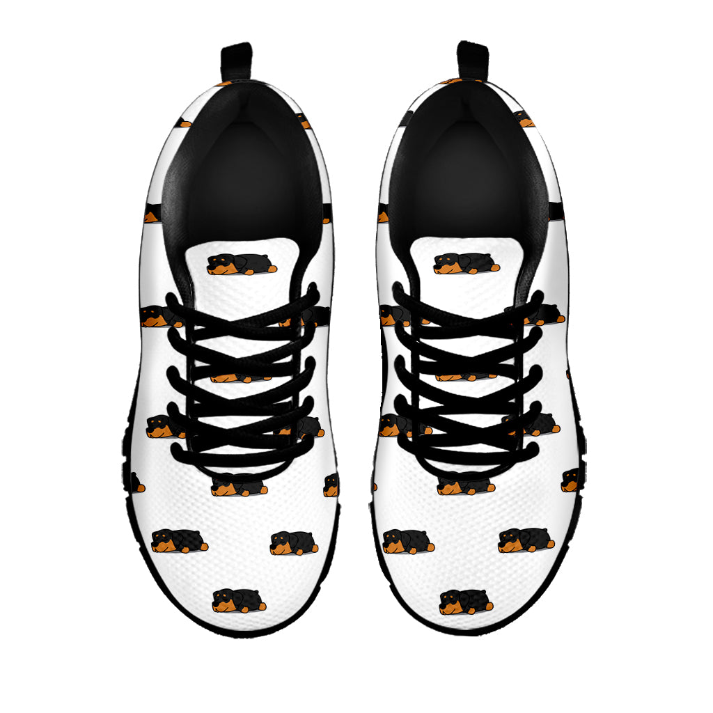 Sleeping Rottweiler Pattern Print Black Sneakers