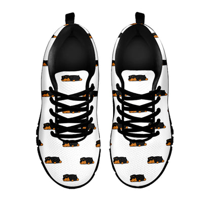 Sleeping Rottweiler Pattern Print Black Sneakers