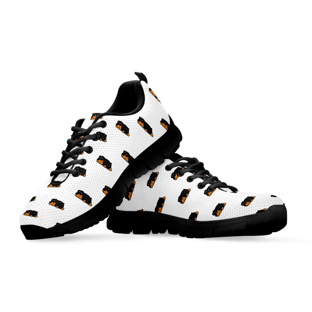 Sleeping Rottweiler Pattern Print Black Sneakers