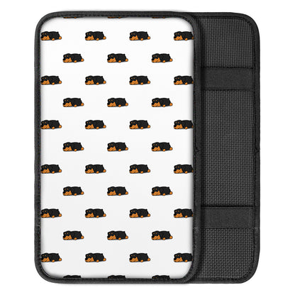 Sleeping Rottweiler Pattern Print Car Center Console Cover