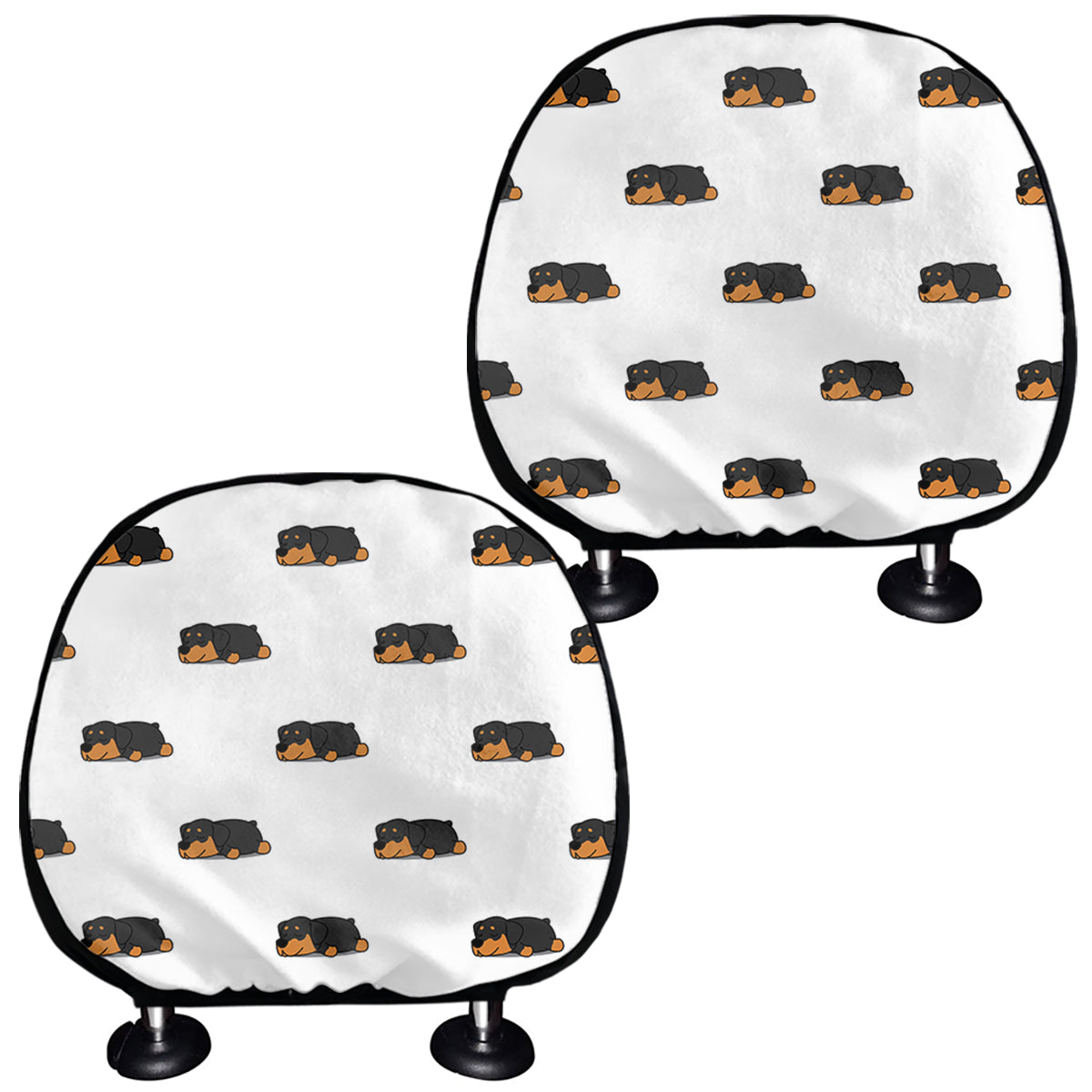 Sleeping Rottweiler Pattern Print Car Headrest Covers