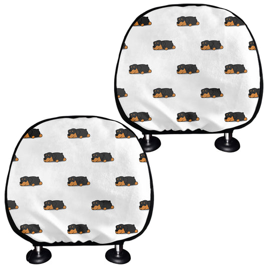Sleeping Rottweiler Pattern Print Car Headrest Covers