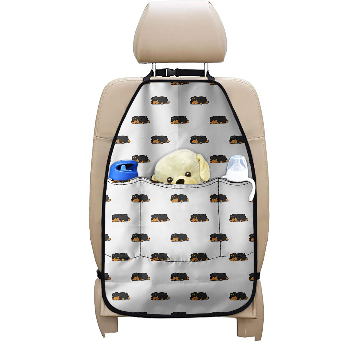 Sleeping Rottweiler Pattern Print Car Seat Organizers