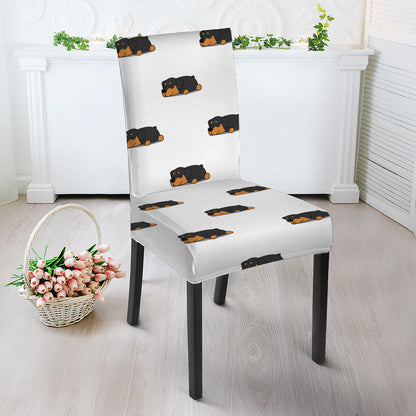 Sleeping Rottweiler Pattern Print Dining Chair Slipcover