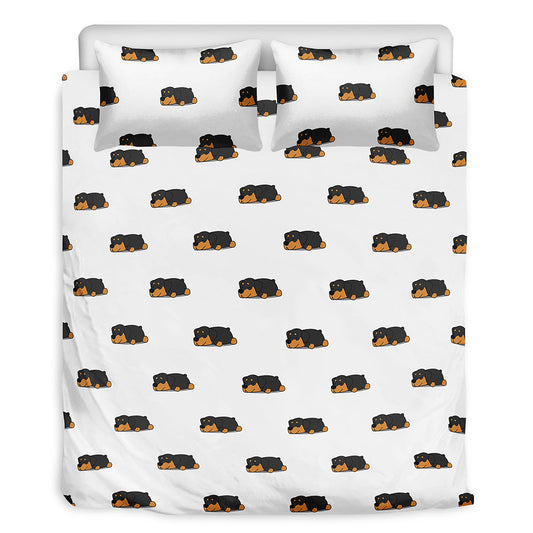 Sleeping Rottweiler Pattern Print Duvet Cover Bedding Set
