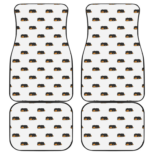 Sleeping Rottweiler Pattern Print Front and Back Car Floor Mats