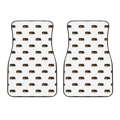 Sleeping Rottweiler Pattern Print Front Car Floor Mats