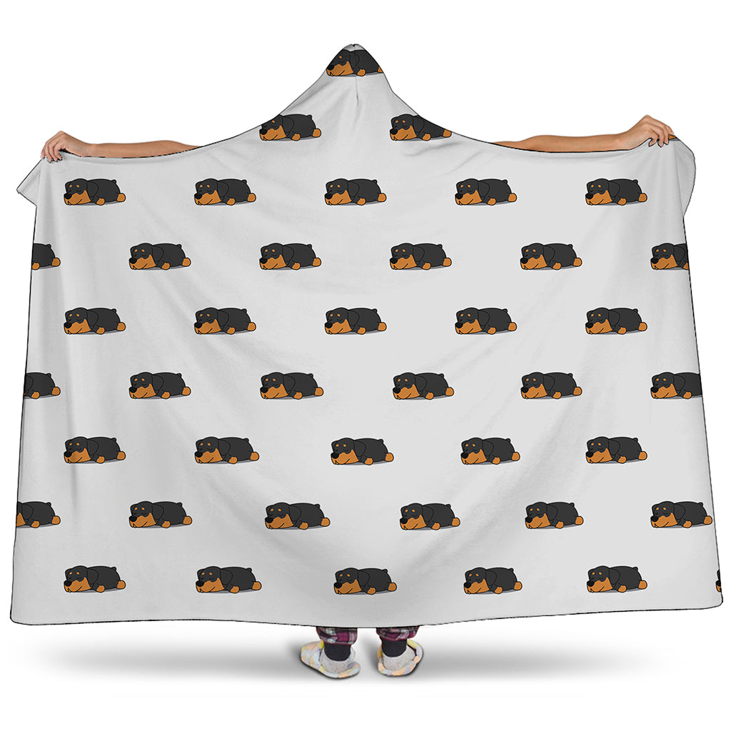 Sleeping Rottweiler Pattern Print Hooded Blanket