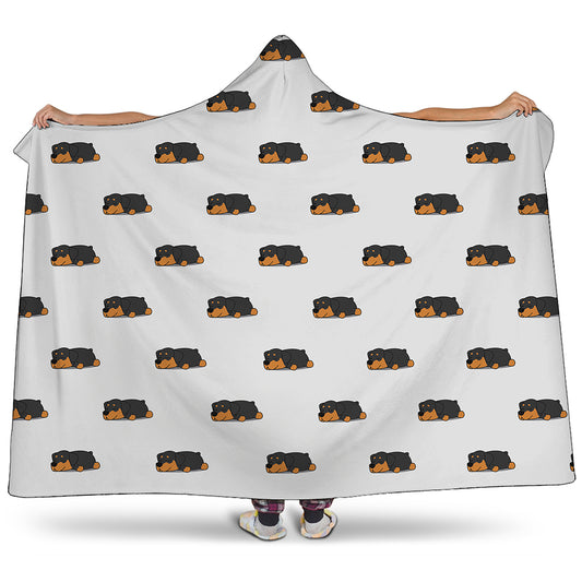 Sleeping Rottweiler Pattern Print Hooded Blanket