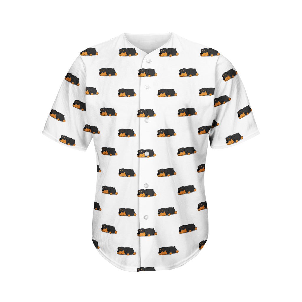 Sleeping Rottweiler Pattern Print Men's Baseball Jersey