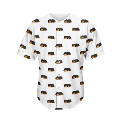 Sleeping Rottweiler Pattern Print Men's Baseball Jersey